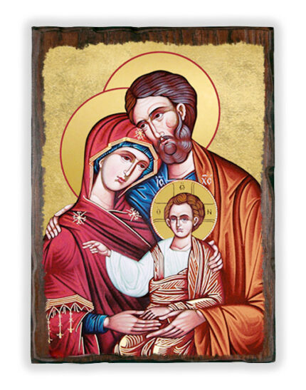 quadro arredo effetto icona religiosa massello sacra famiglia