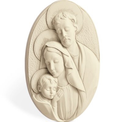 bassorilievo ovale sacra famiglia bomboniera avorio 10,5x14,5
