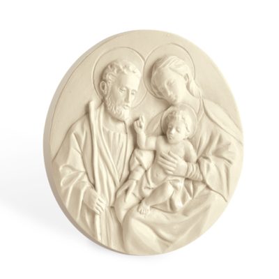 bassorilievo tondo sacra famiglia bomboniera avorio 11cm
