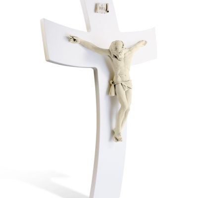 crocifisso bianco cristo avorio 18x28