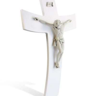 crocifisso bianco cristo grigio 18x28