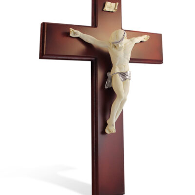 crocifisso legno cristo argento 24x35