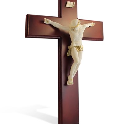 crocifisso legno cristo oro 24x35