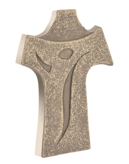 scultura croce tau bomboniera grigio brown