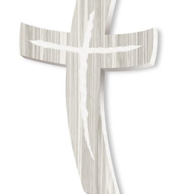 croce stilizzata curva legno chiaro 14x20
