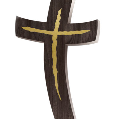 croce stilizzata curva legno scuro 30x42