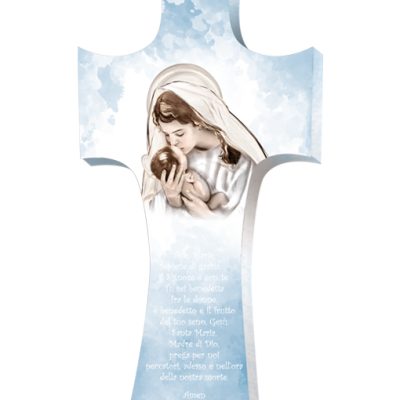 croce stilizzata madonna bambino 14x20