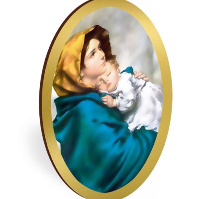 magnete ovale oro madonna bambino
