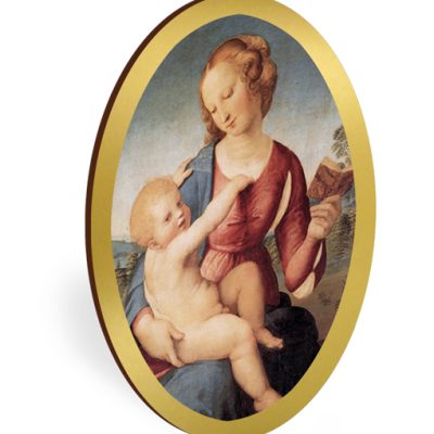 magnete ovale oro madonna bambino