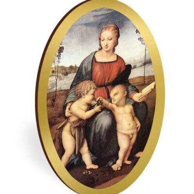magnete ovale oro madonna bambino