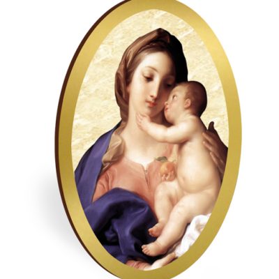 magnete ovale oro madonna bambino