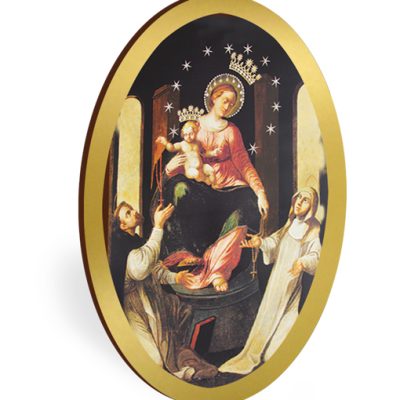 magnete ovale oro madonna rosario pompei