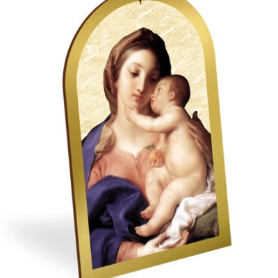 pala legno oro quadro madonna bambino 16x25