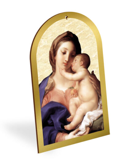pala legno oro quadro madonna bambino 16x25