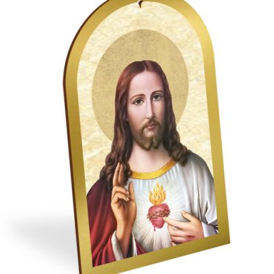 pala legno oro quadro sacro cuore 16x25
