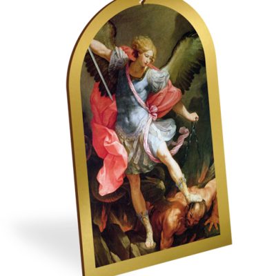 pala legno oro quadro san michele 16x25