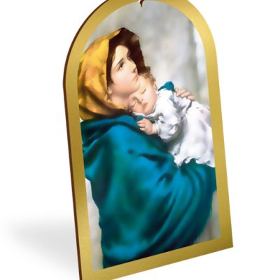 pala legno oro quadro madonna bambino 16x25
