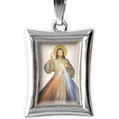 medaglia argento nikel rettangolare gesu misericordioso