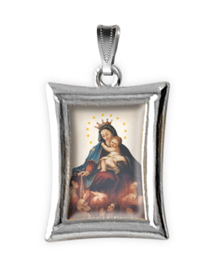 medaglia argento nikel rettangolare madonna bambino