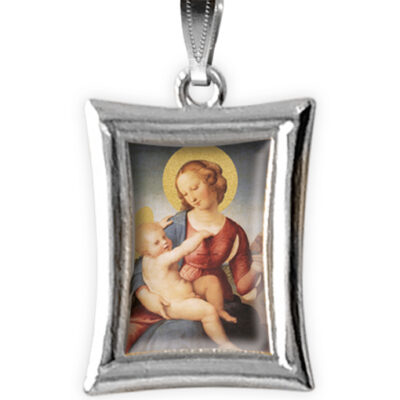 medaglia argento madonna con bambino