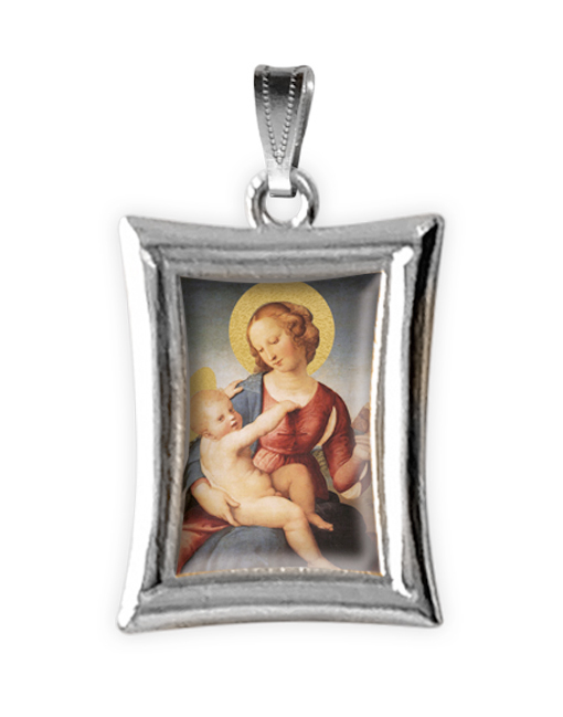 medaglia argento madonna con bambino