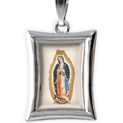 medaglia argento nikel rettangolare madonna guadalupe