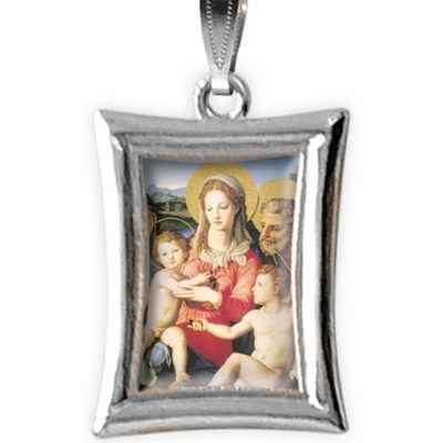 medaglia argento nikel rettangolare sacra famiglia