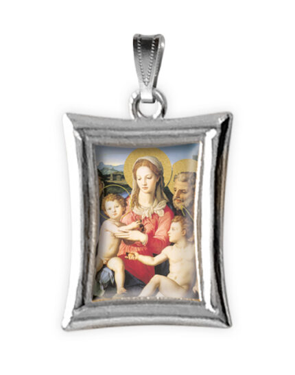medaglia argento nikel rettangolare sacra famiglia