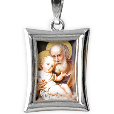medaglia argento nikel rettangolare san giuseppe
