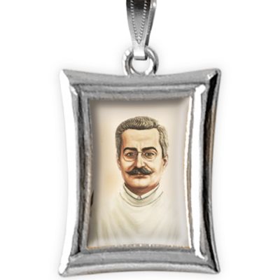 medaglia argento nikel rettangolare san giuseppe moscati