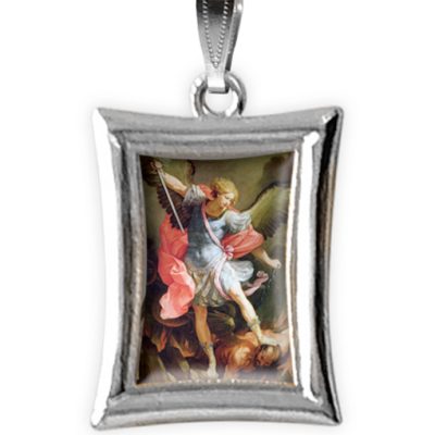 medaglia argento nikel rettangolare san michele