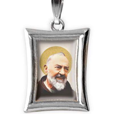 medaglia argento nikel rettangolare san pio