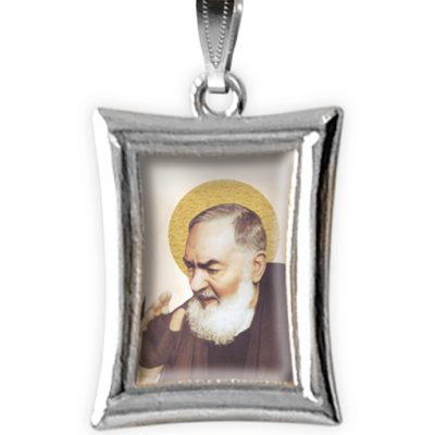 medaglia argento nikel rettangolare san pio