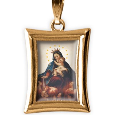 medaglia oro rettangolare madonna bambino