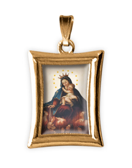 medaglia oro rettangolare madonna bambino