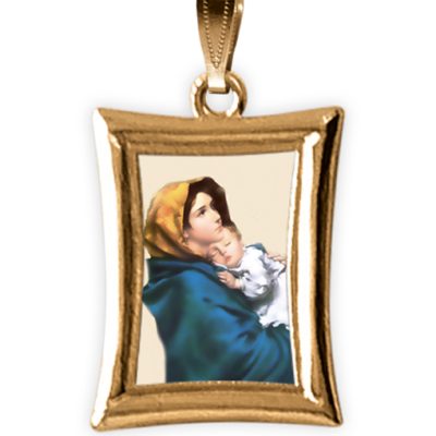 Medaglia RETTANGOLARE oro madonna bambino