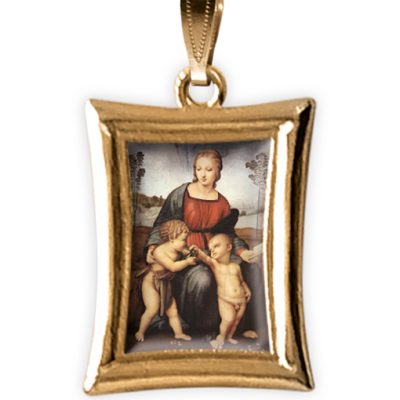 medaglia oro rettangolare madonna bambino
