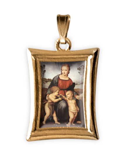 medaglia oro rettangolare madonna bambino