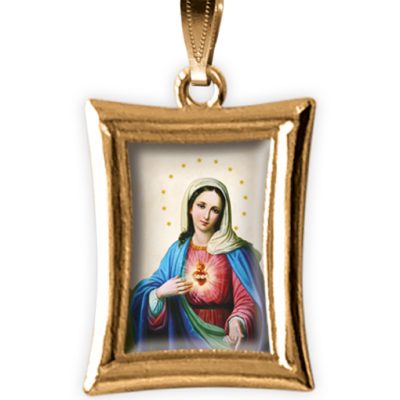 medaglia oro rettangolare madonna cuore immacolato