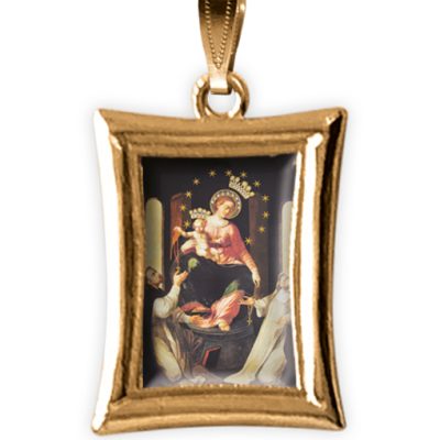 medaglia oro rettangolare madonna rosario pompei