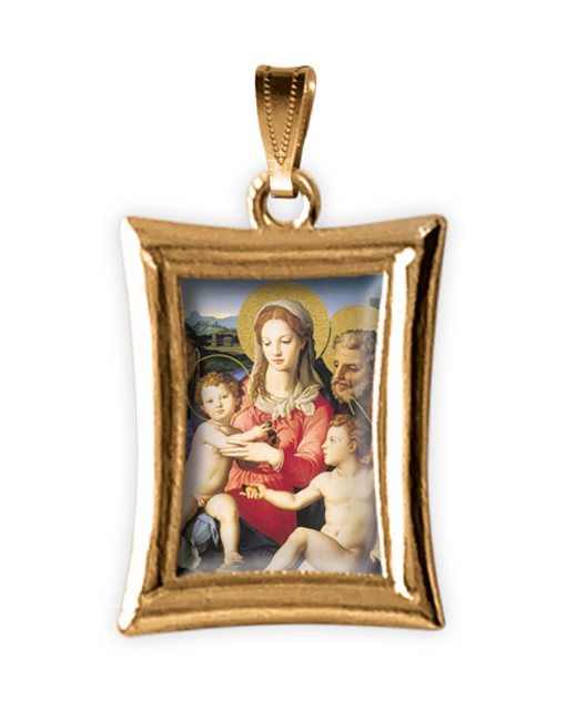medaglia oro rettangolare sacra famiglia