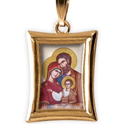 medaglia oro rettangolare sacra famiglia