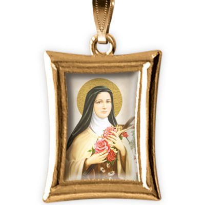 medaglia oro rettangolare santa teresa