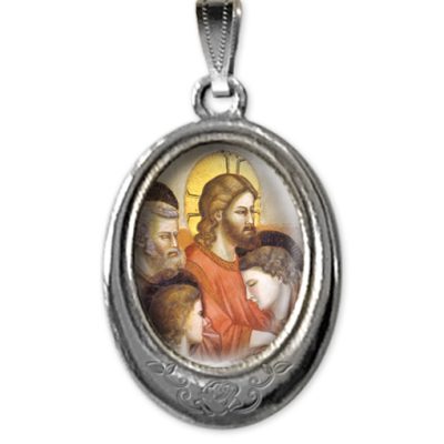 Medaglia argento nikel ovale gesu
