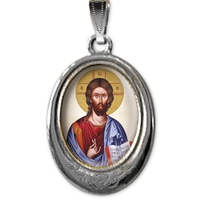 Medaglia argento nikel ovale gesu maestro