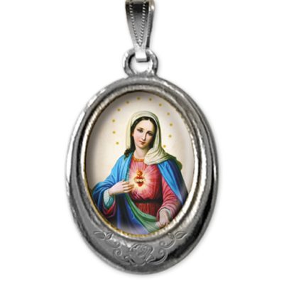Medaglia argento nikel ovale madonna miracolosa