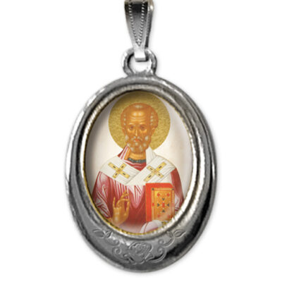 medaglia argento nikel ovale san nicola