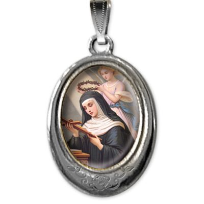 Medaglia argento nikel ovale santa rita