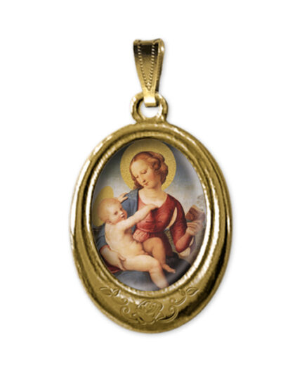 medaglia oro ovale madonna bambino