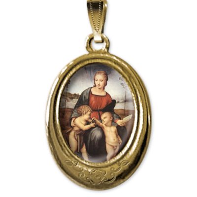 medaglia oro ovale madonna bambino